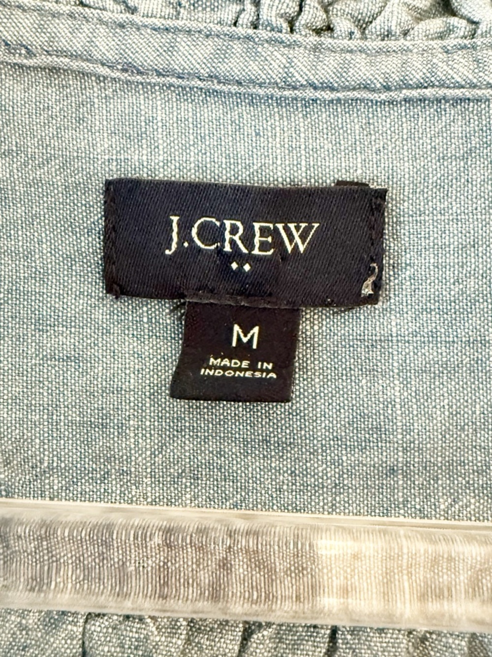J. Crew Denim Chambray Ruffle Sleeve Top - Picture 3 of 6